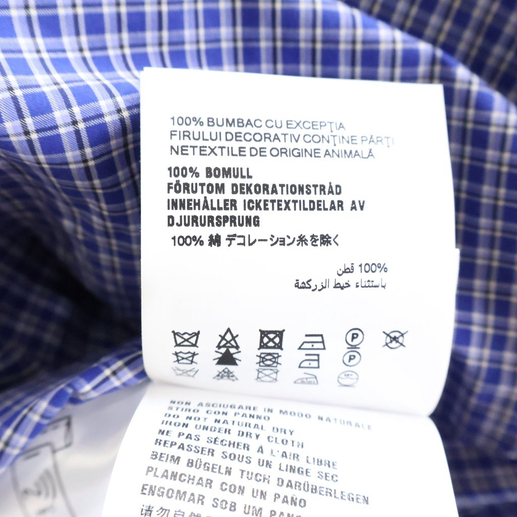 miumiu(ミュウミュウ) 24SS ロゴエンブロイダリー チェックロングスリーブシャツ ブルー MK1842 S000 142K