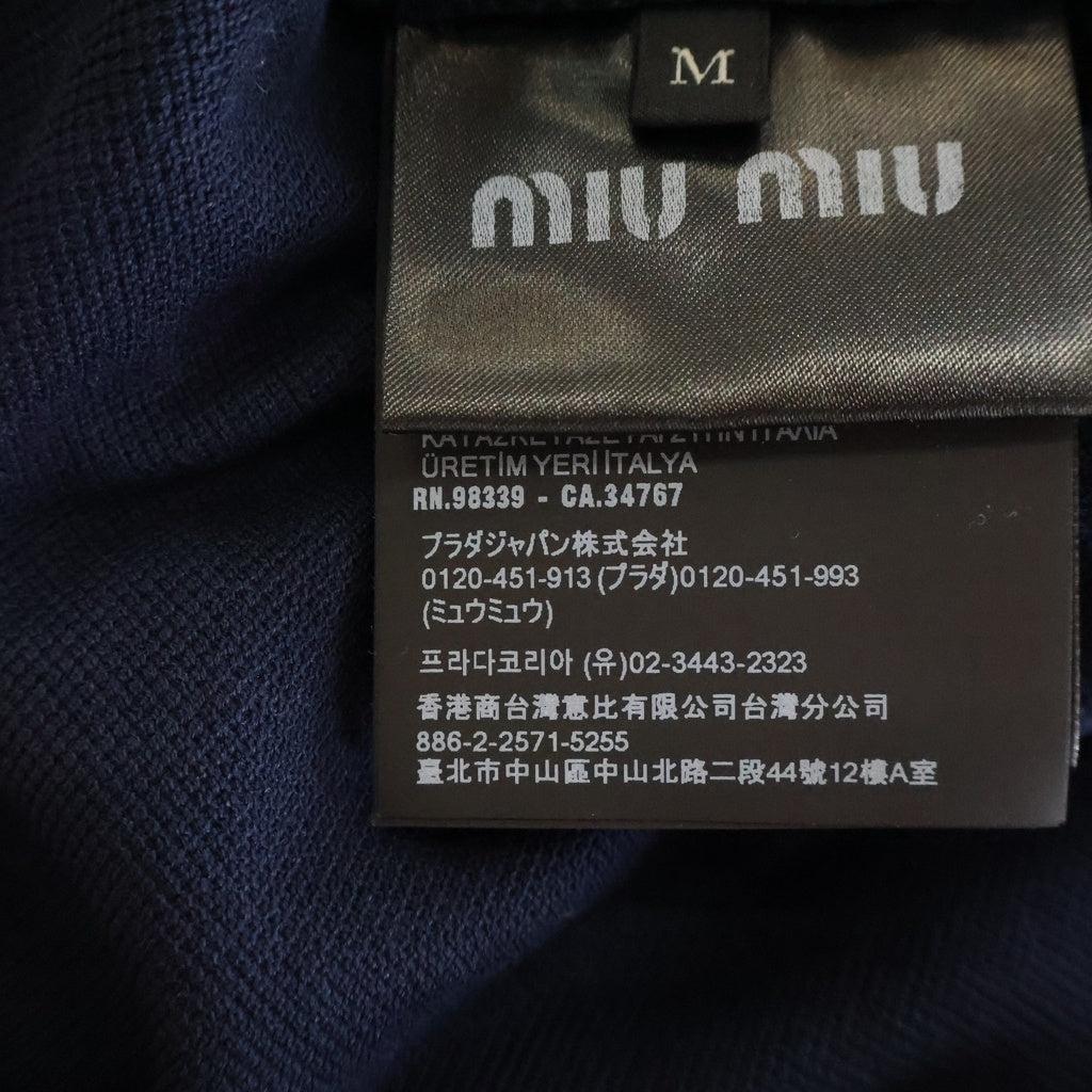 miumiu(ミュウミュウ) HARF-ZIP POLO SHIRT ハーフジップ コットン 長袖ポロシャツ ネイビー RFID MJLA20 S000 18ZW