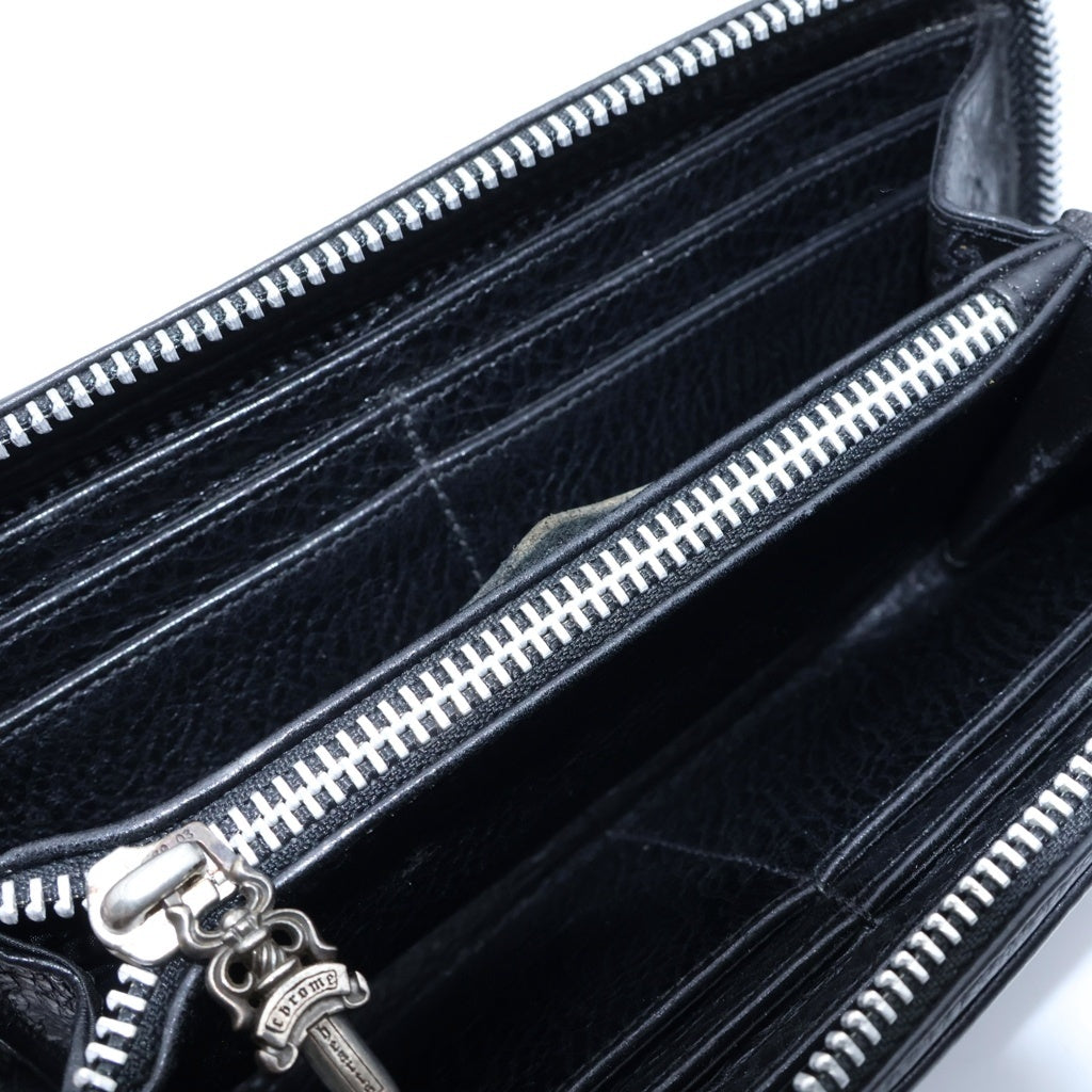 CHROME HEARTS(クロムハーツ) RC F ZP2 フィリグリープラス装飾 ラウンドジップレザーロングウォレット 財布 ブラック