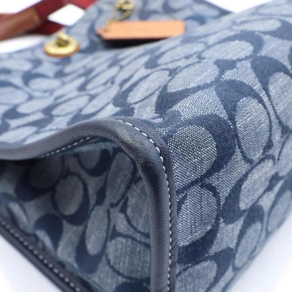 COACH(コーチ) Tote 22 In Signature Chambray シグネチャーシャンブレー 2WAYショルダー トートバッグ グレー B2022-3663 レディース