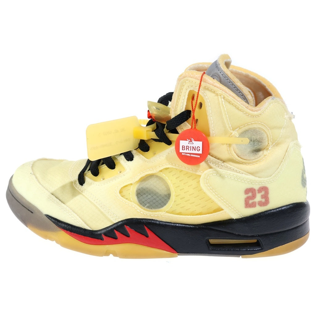 NIKE(ナイキ) ×OFF-WHITE AIR JORDAN オフホワイト エアジョーダン 5 セイル ハイカットスニーカー アイボリー US10/28cm DH8565-100