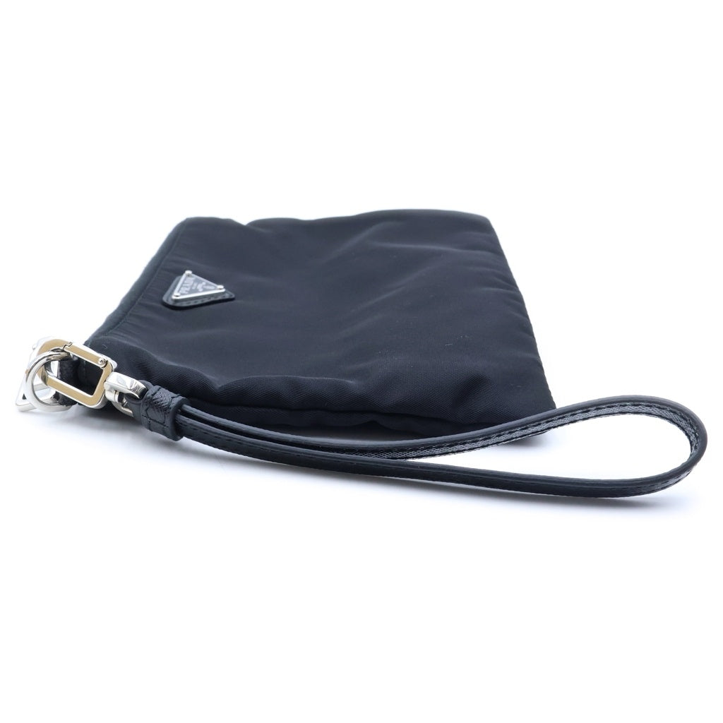 PRADA(プラダ) RE-NYLON SAFFIANO LEATHER POUCH リナイロン サフィアーノレザートリム ポーチ クラッチバッグ ブラック 2NH006 レディース