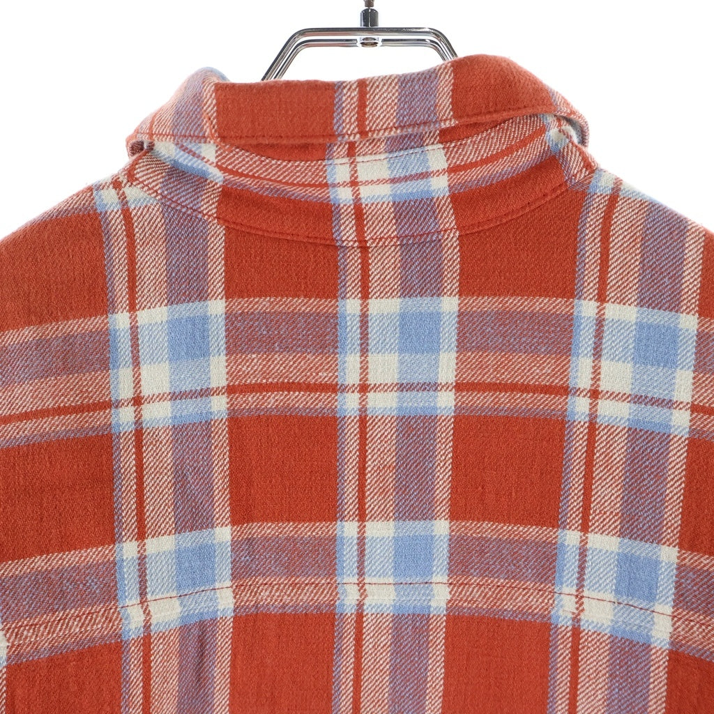 CHROME HEARTS(クロムハーツ) WORKN JNKYD PLD 袖ロゴプリント クロスボールボタン チェック柄シャツブルゾン 長袖キルティングシャツ レッド