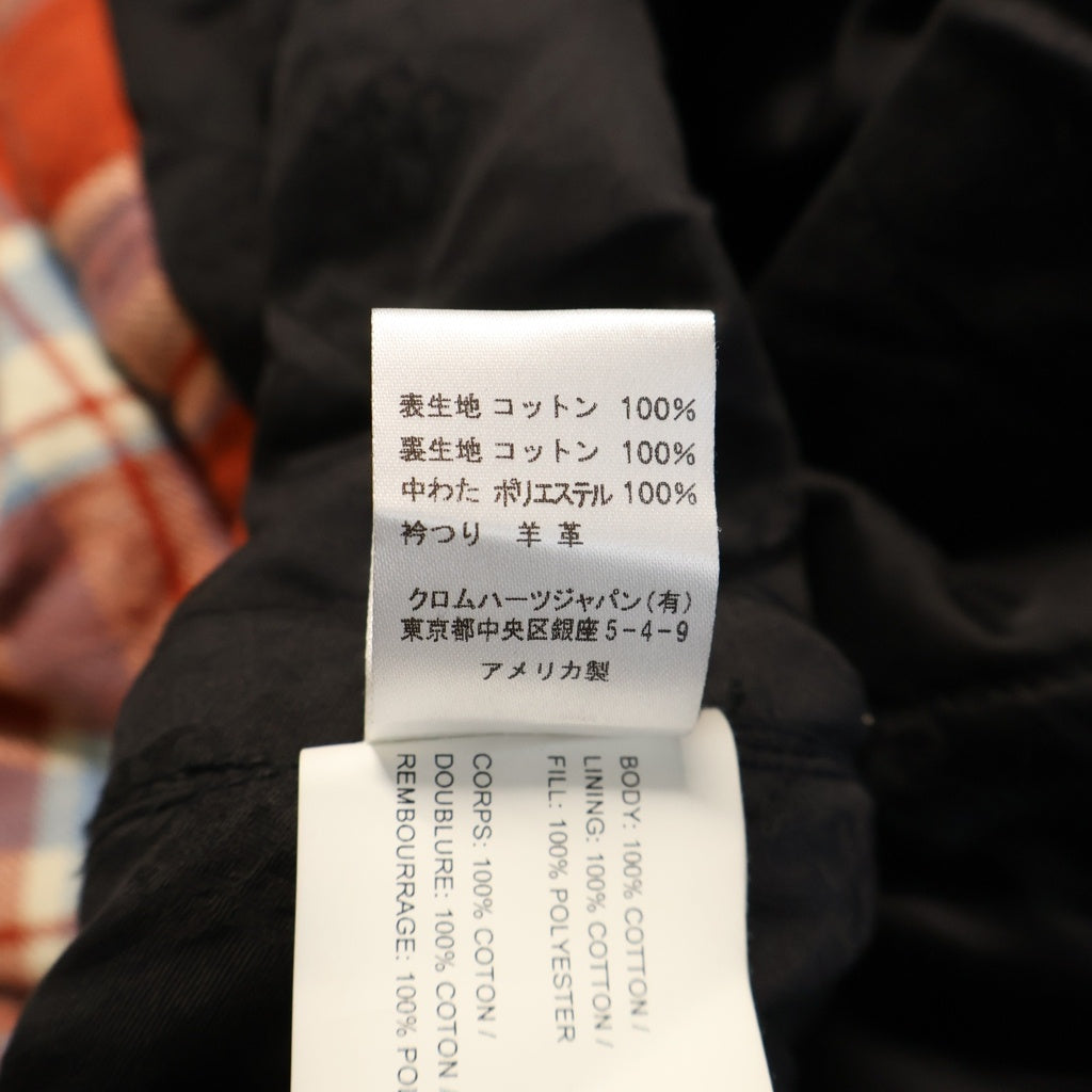 CHROME HEARTS(クロムハーツ) WORKN JNKYD PLD 袖ロゴプリント クロスボールボタン チェック柄シャツブルゾン 長袖キルティングシャツ レッド