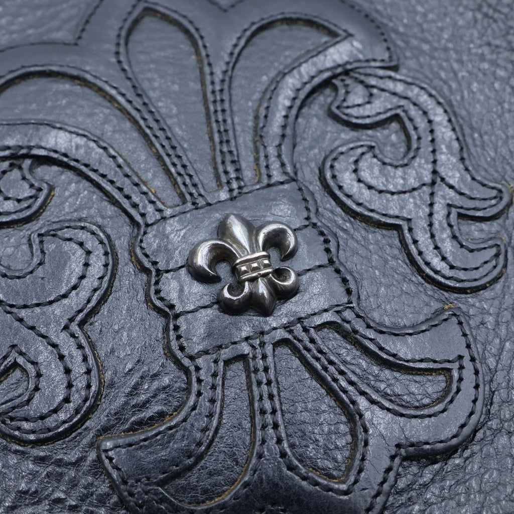 CHROME HEARTS(クロムハーツ) SQ PKT BS FLUER スクエアポケット BSフレアパッチレザーショルダーバッグ ブラック レディース