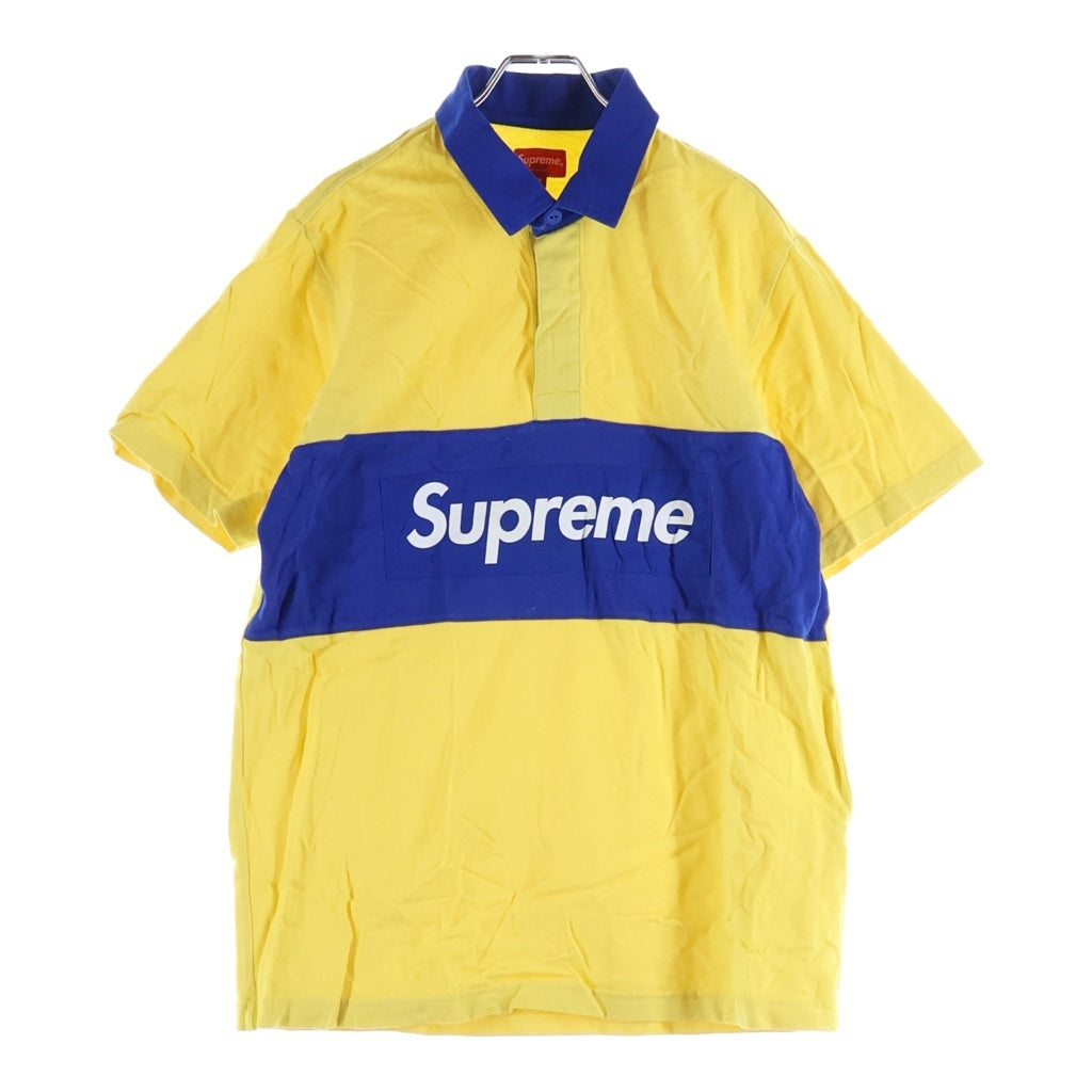 SUPREME(シュプリーム) 16SS S/S Rugby ロゴプリント 半袖ラガーシャツ ポロシャツ ブルー/イエロー