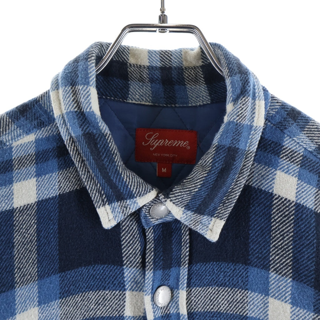 SUPREME(シュプリーム) 17AW Quilted Arc Logo Flannel Shirt キルテッド アーチロゴ フランネルチェックシャツ ブルー