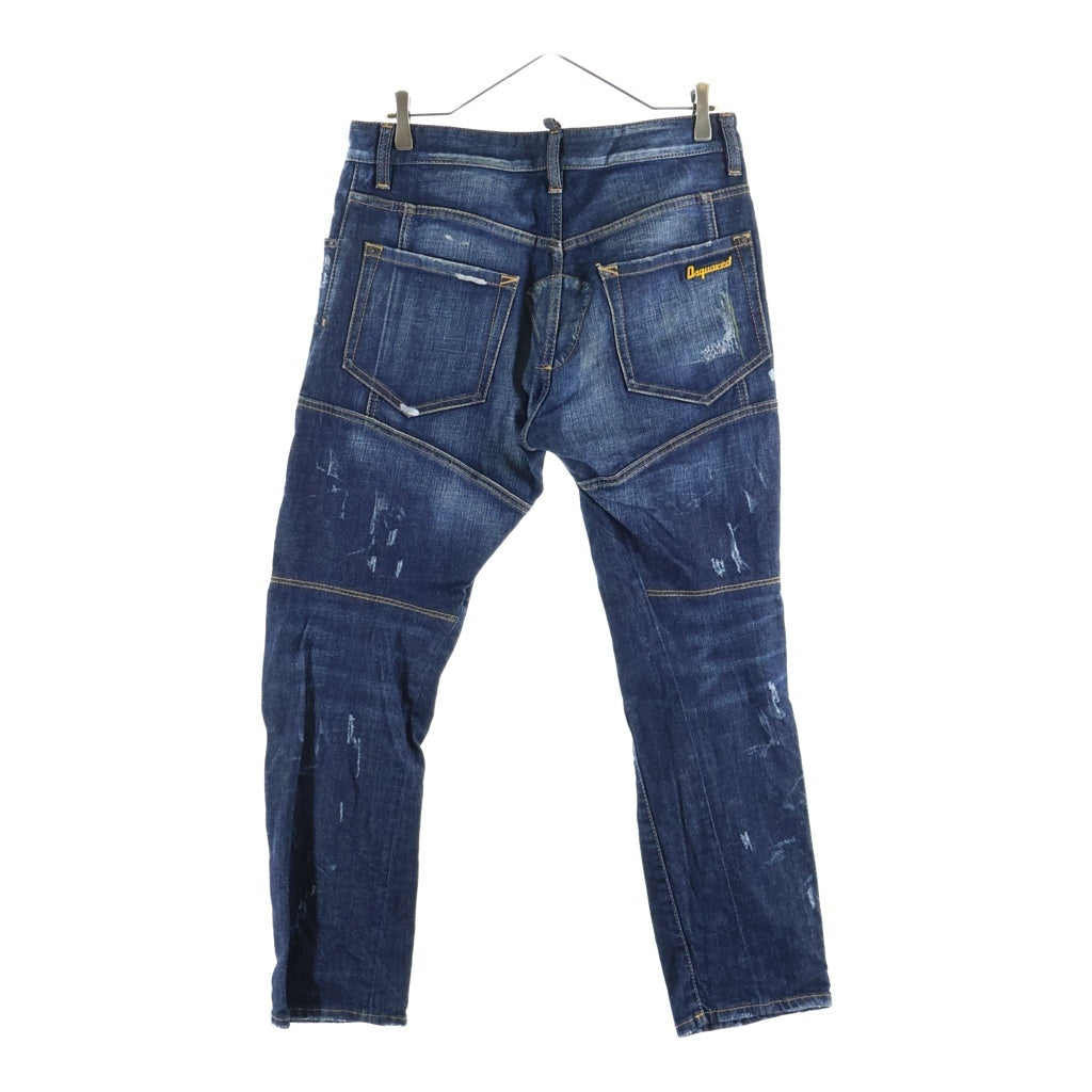 DSQUARED2(ディースクエアード) 11AW BIKER JEAN レザー装飾 ボタンフライ バイカージーン デニムパンツ インディゴ S74LA0340