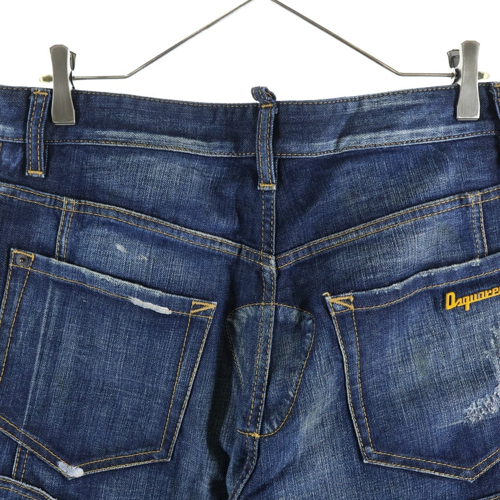 DSQUARED2(ディースクエアード) 11AW BIKER JEAN レザー装飾 ボタンフライ バイカージーン デニムパンツ インディゴ S74LA0340