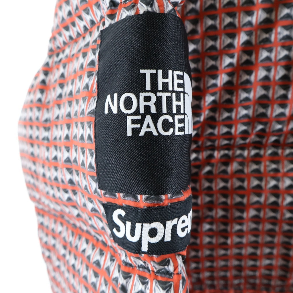 SUPREME(シュプリーム) 21SS ×THE NORTH FACE Studded Nuptse Jacket ザノースフェイス スタッズ ヌプシ ジップアップフーデッドナイロンダウンジャケット ブラック/レッド NF0A5IQW