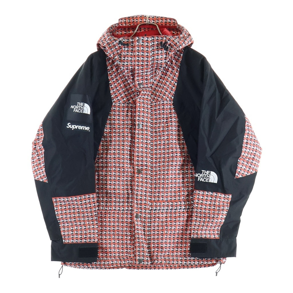 SUPREME(シュプリーム) 21SS ×THE NORTH FACE Studded Mountain Light Jacket ザノースフェイス スタッズ マウンテン ジップアップフーデッドナイロンジャケット ブラック/レッド NP12103I