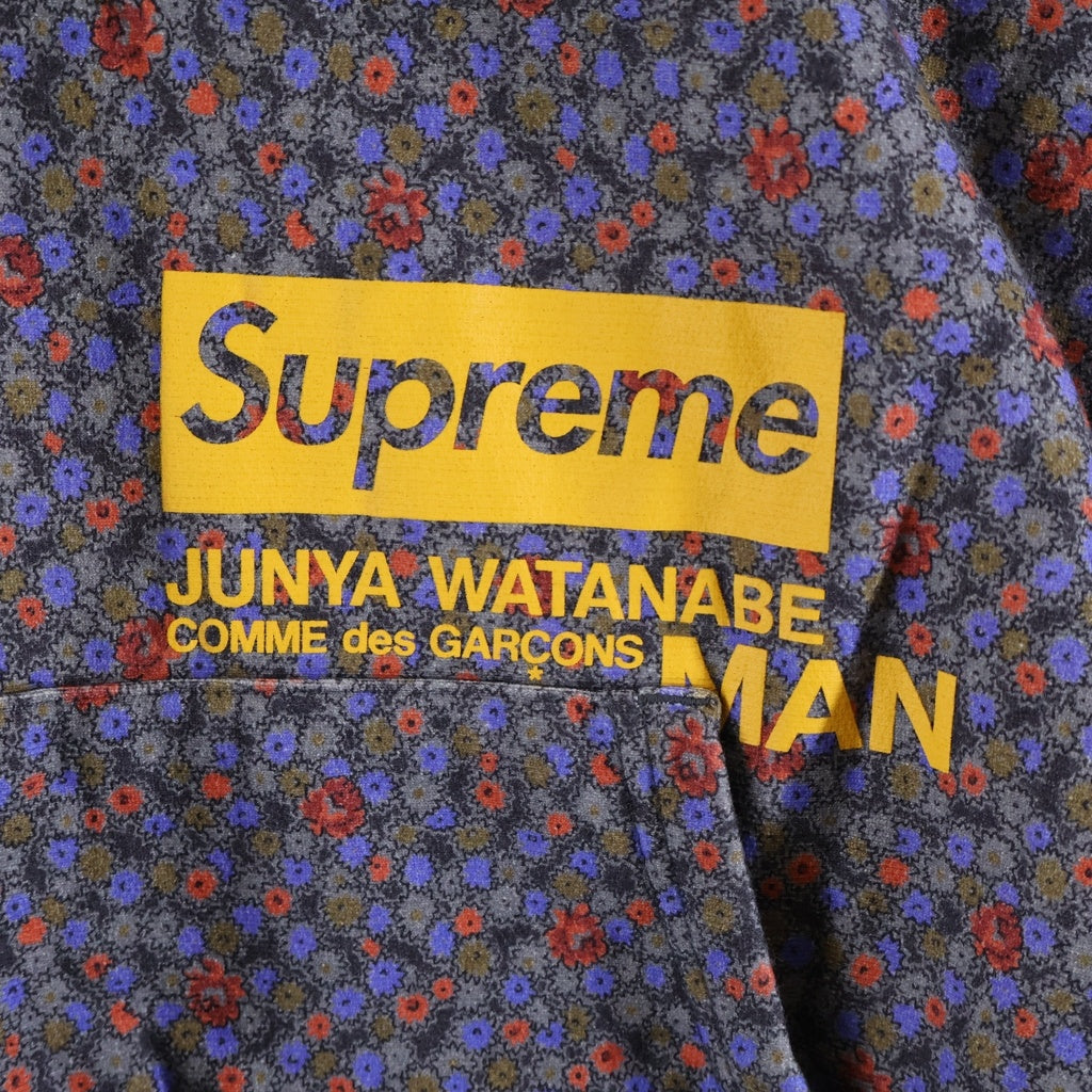 SUPREME(シュプリーム) 21AW ×JUNYA WATANABE COMME des GARCONS MAN Black Flowers Hooded Sweatshirt ジュンヤワタナベ フラワープリント プルオーバーフーデッドパーカー パープル