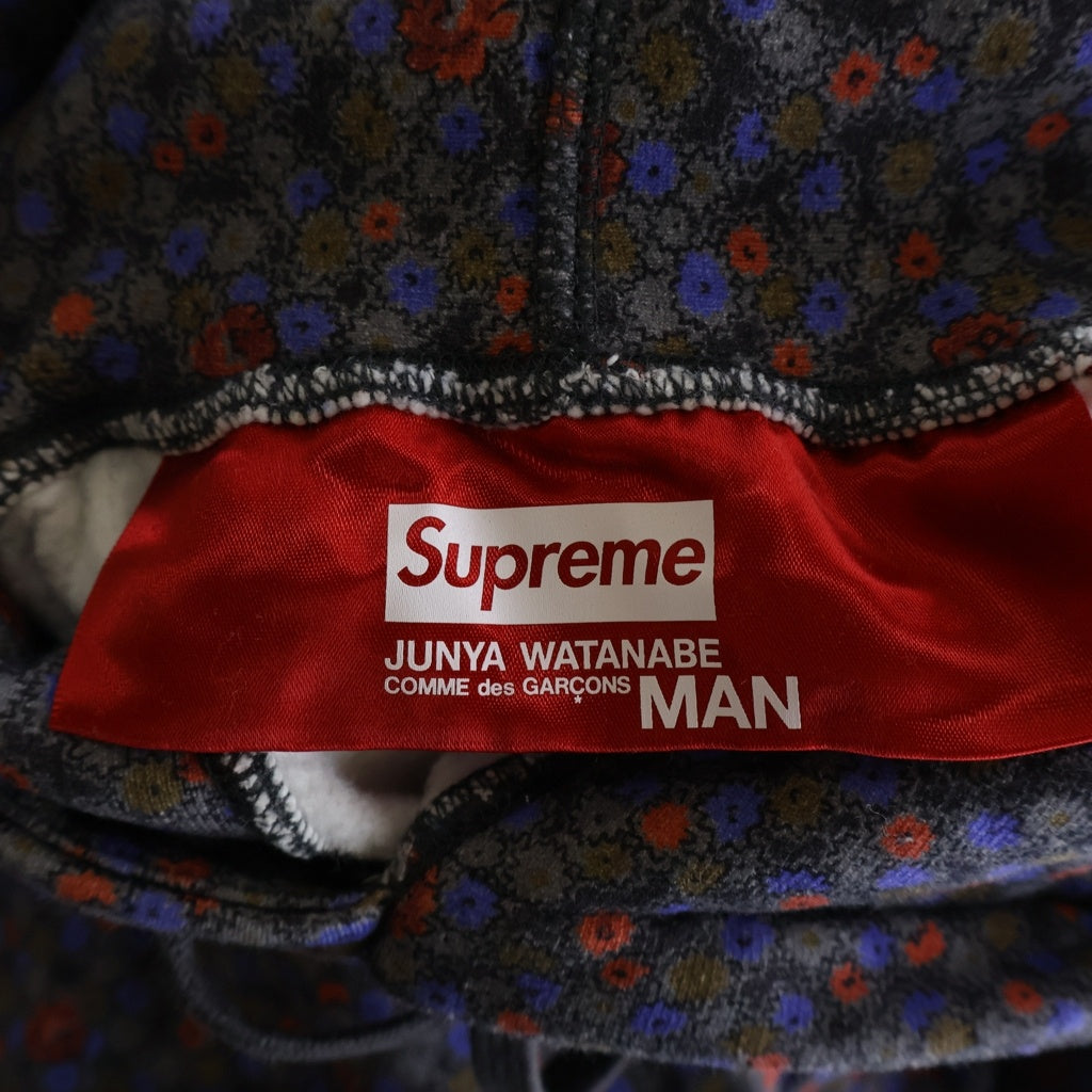 SUPREME(シュプリーム) 21AW ×JUNYA WATANABE COMME des GARCONS MAN Black Flowers Hooded Sweatshirt ジュンヤワタナベ フラワープリント プルオーバーフーデッドパーカー パープル