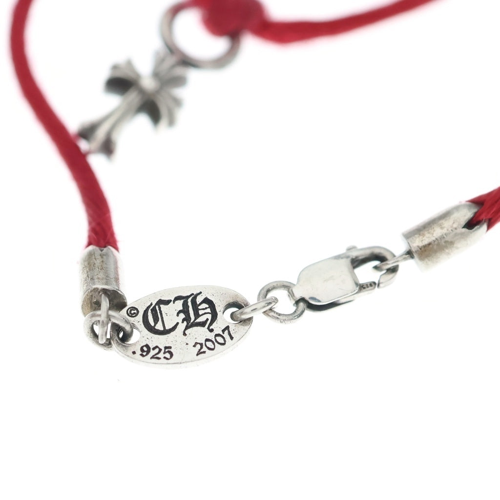 CHROME HEARTS(クロムハーツ) KZ CROSS BRACELET クロススタック シルクブレスレット シルバー/レッド