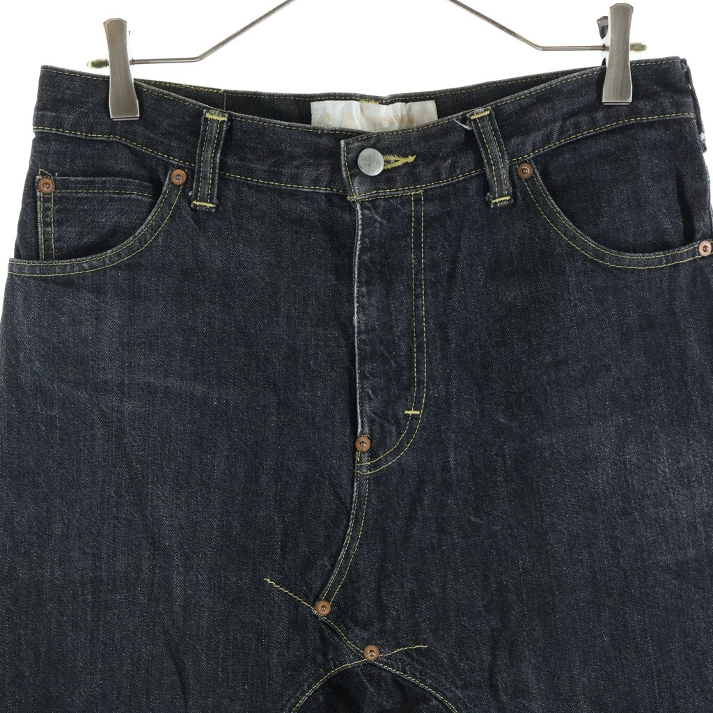 GANRYU(ガンリュウ) 15SS AD2014 ジップフライ サルエルデニムパンツ ブラック EO-P004