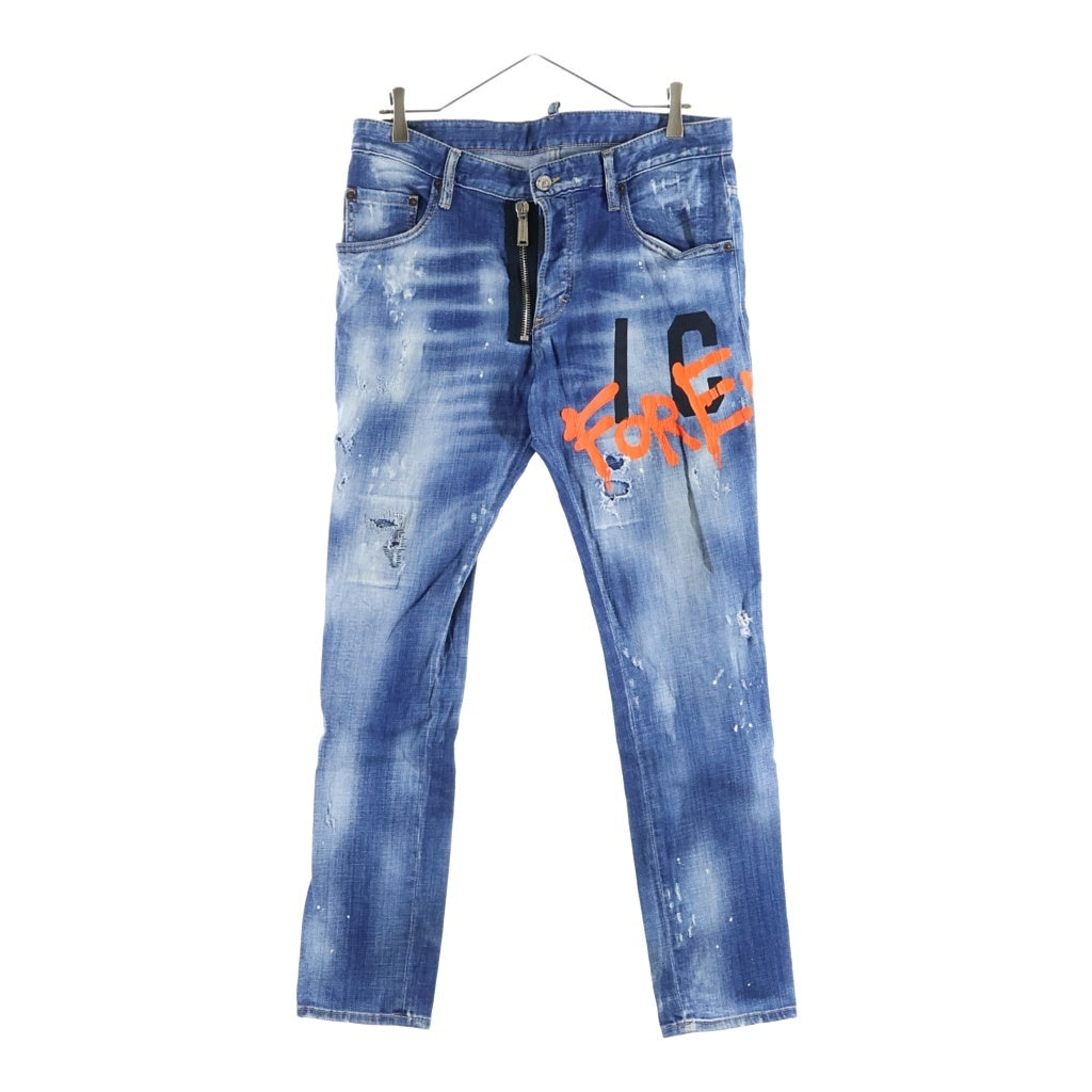 DSQUARED2(ディースクエアード) 22SS SKATER JEAN ICON 4EVER スケータージーンズ アイコンフォーエバーペイント ジップフライ スキニーデニムパンツ インディゴ S79LA0040 S30342