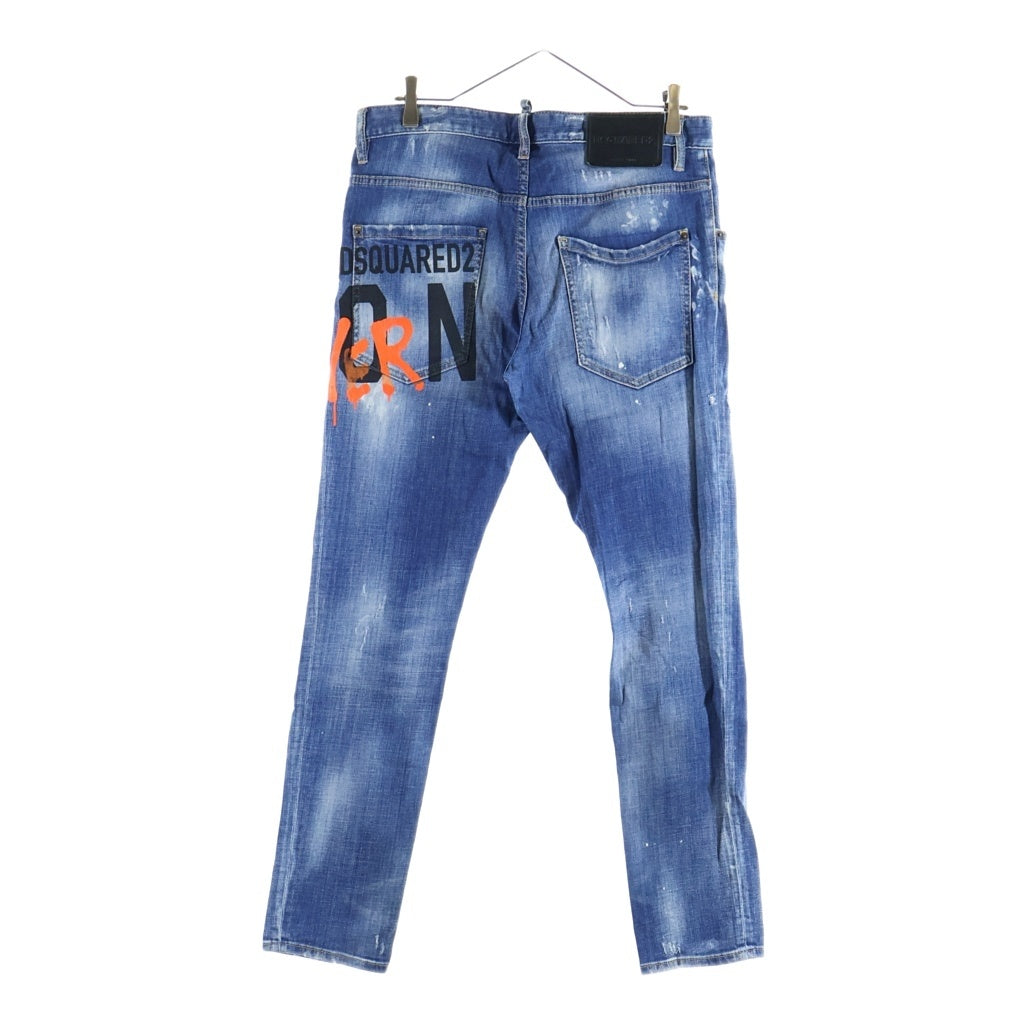 DSQUARED2(ディースクエアード) 22SS SKATER JEAN ICON 4EVER スケータージーンズ アイコンフォーエバーペイント ジップフライ スキニーデニムパンツ インディゴ S79LA0040 S30342