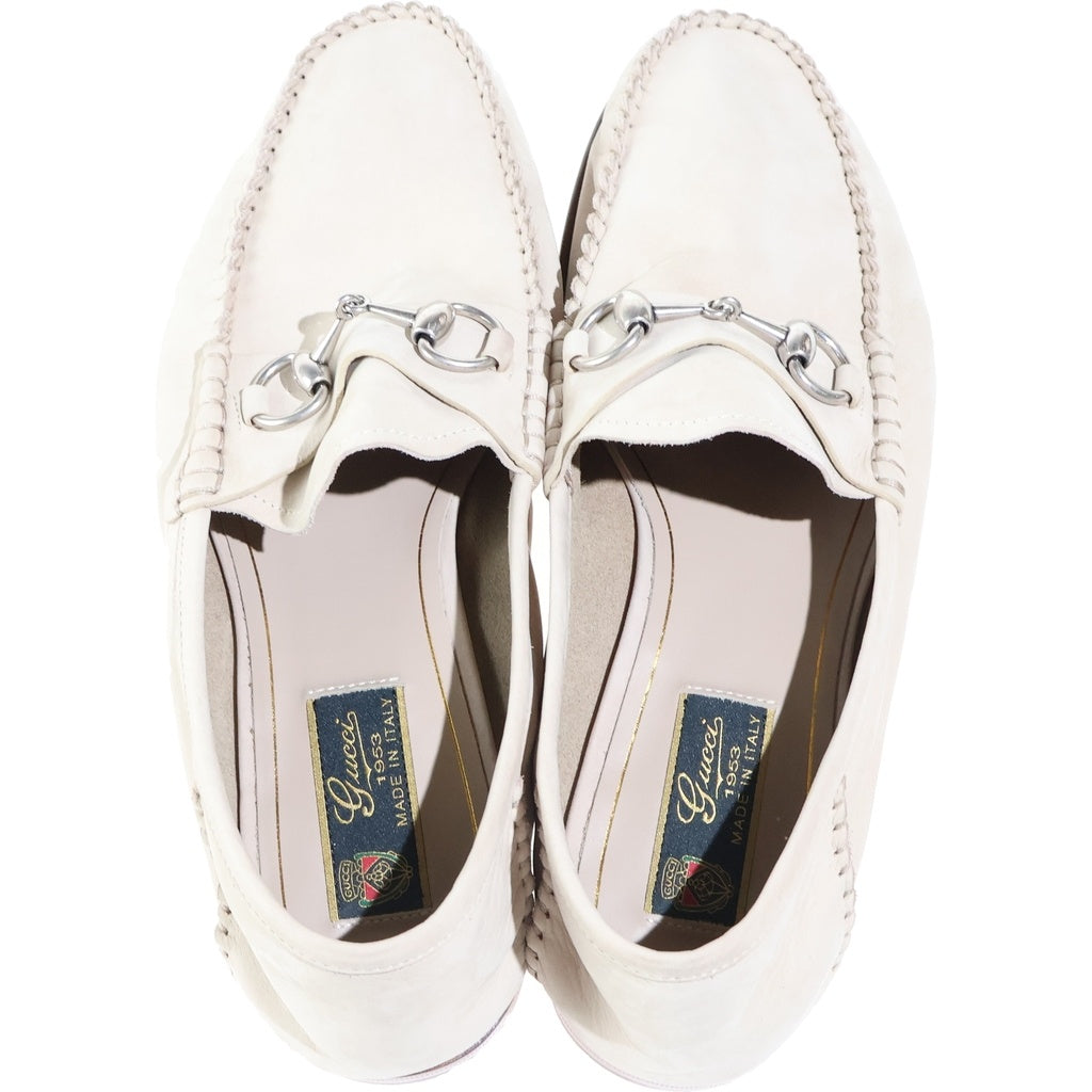 GUCCI(グッチ) ヌバックレザー ホースビット ローファー シューズ アイボリー 831269