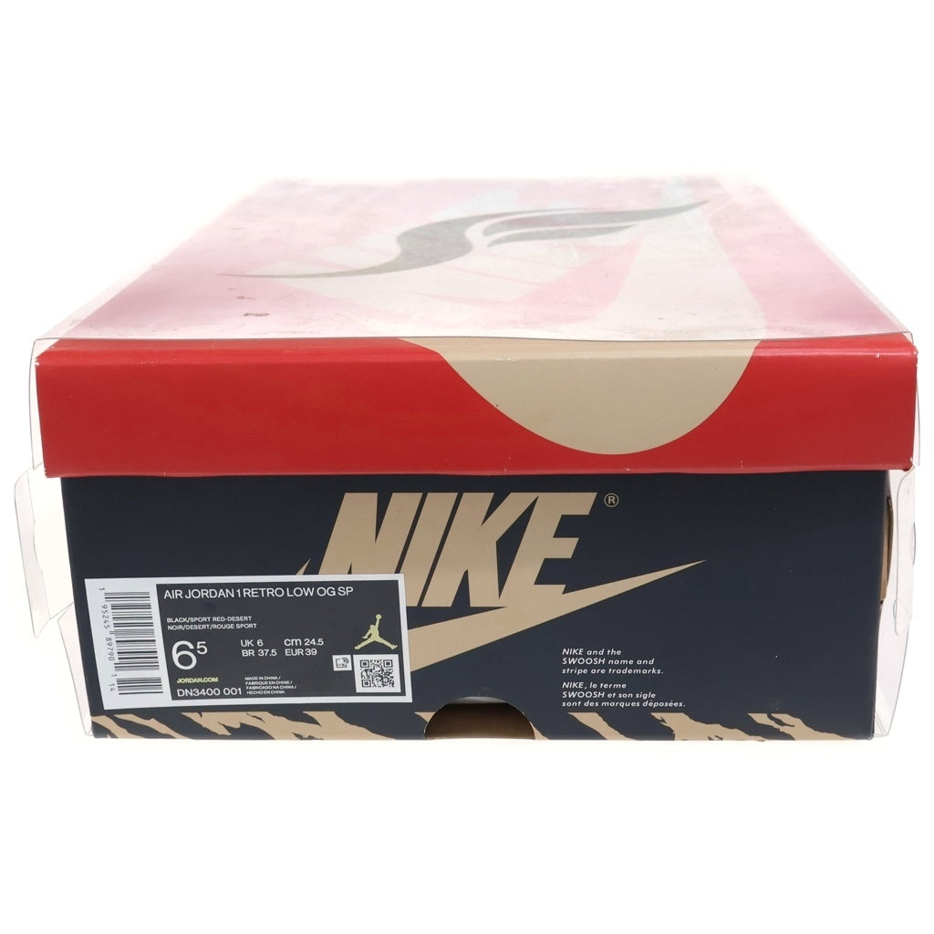 NIKE(ナイキ) ×SOLE FLY AIR JORDAN 1 LOW OG SP ソールフライ エアジョーダン1 ローカットスニーカー レディース ブラック/レッド US6.5/24.5cm DN3400-001