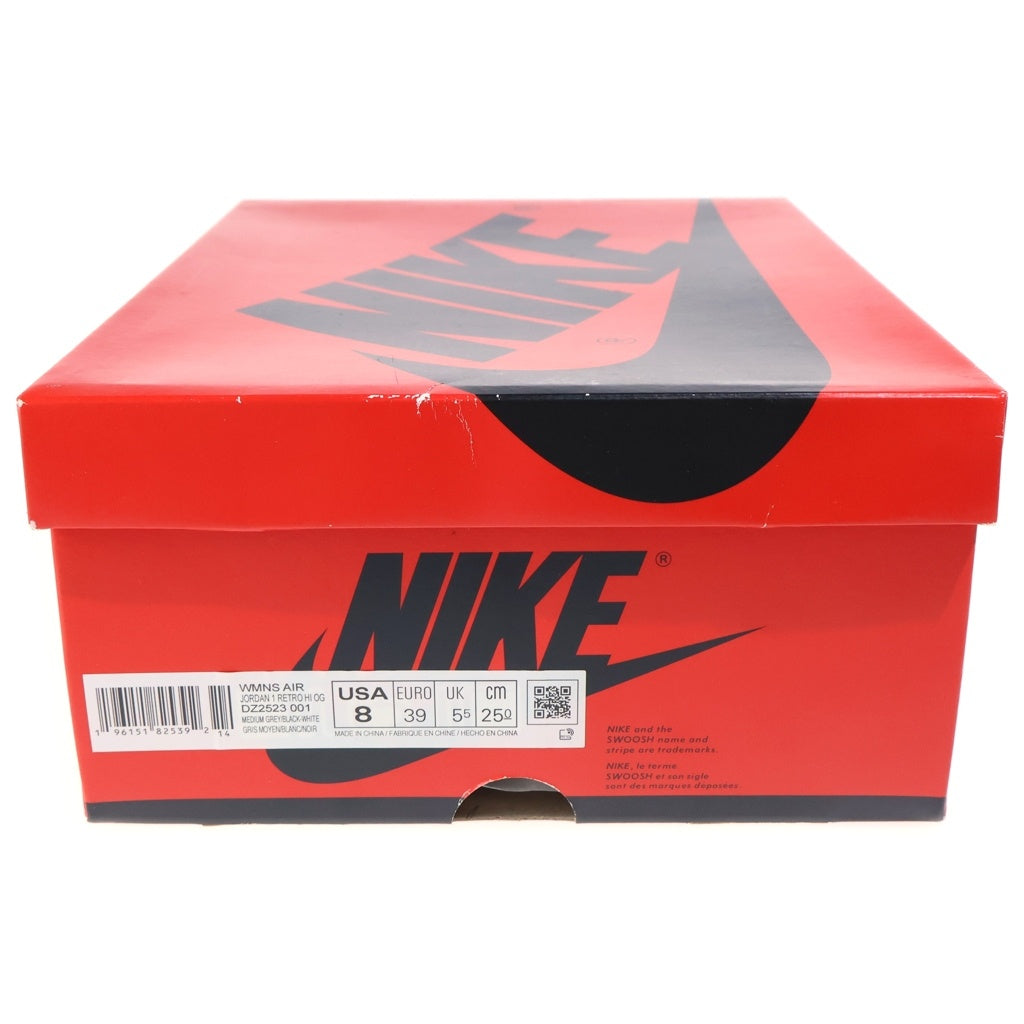 NIKE(ナイキ) WMNS AIR JORDAN1 RETRO HIGH OG ウィメンズ エアジョーダン1 レトロ ハイカットスニーカー グレー/ブラック レディース US8/25cm DZ2523-001