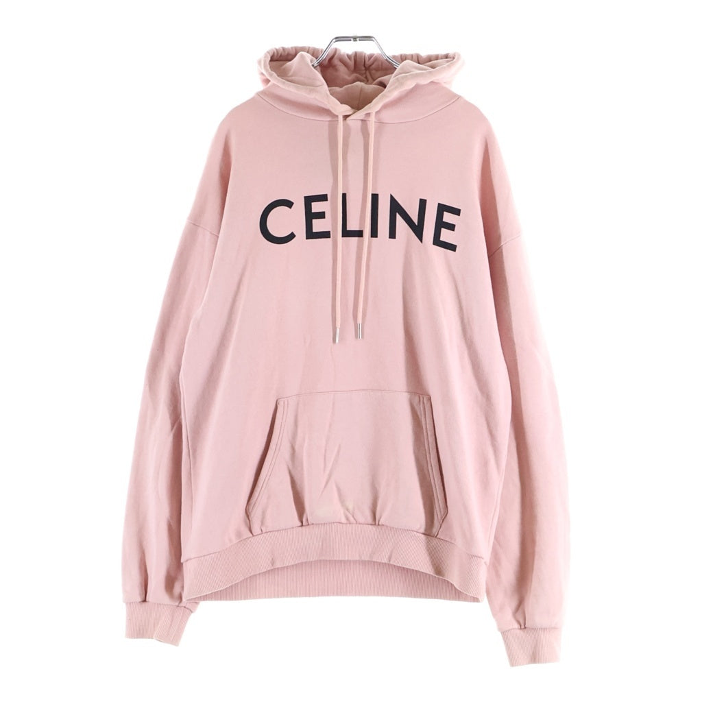 CELINE(セリーヌ) フロントロゴ ルーズ フーデッド プルオーバー スウェットパーカー フーディー ピンク 2Y321670Q