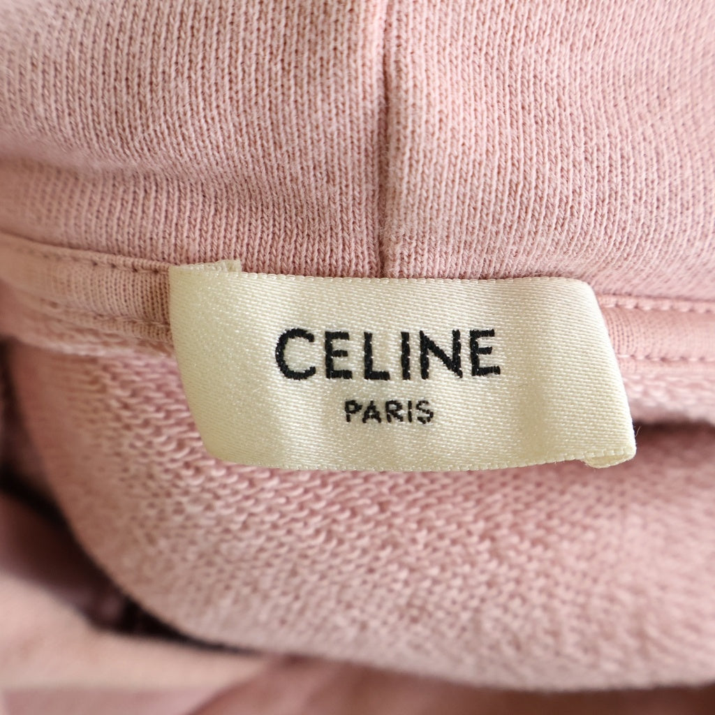 CELINE(セリーヌ) フロントロゴ ルーズ フーデッド プルオーバー スウェットパーカー フーディー ピンク 2Y321670Q