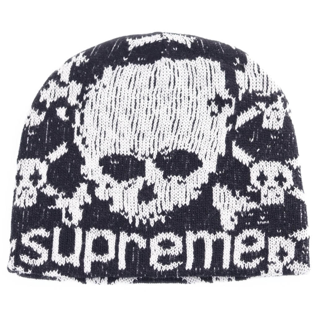 SUPREME(シュプリーム) 26AW ×Vanson Leathers Skull Beanie バンソンレザー スカル 総柄 ビーニー ニット帽 ブラック