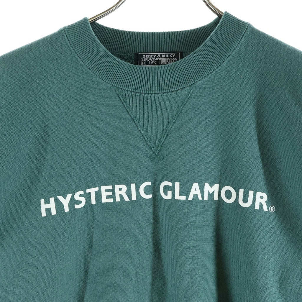 HYSTERIC GLAMOUR(ヒステリックグラマー) HYS LOGO ヒスロゴプリント クルーネックスウェットシャツ トレーナー グリーン 02263CS01