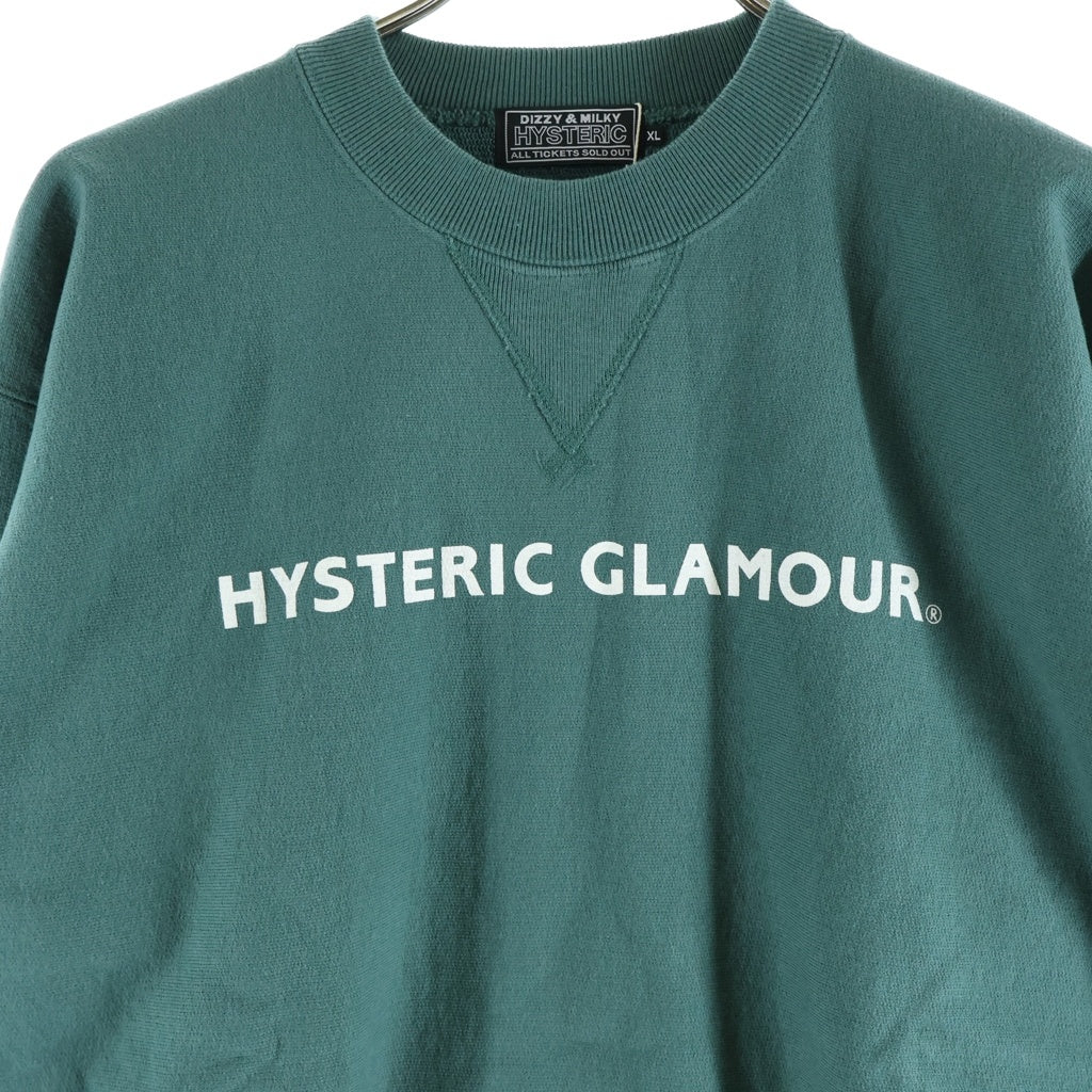 HYSTERIC GLAMOUR(ヒステリックグラマー) HYS LOGO ヒスロゴプリント クルーネックスウェットシャツ トレーナー グリーン 02263CS01