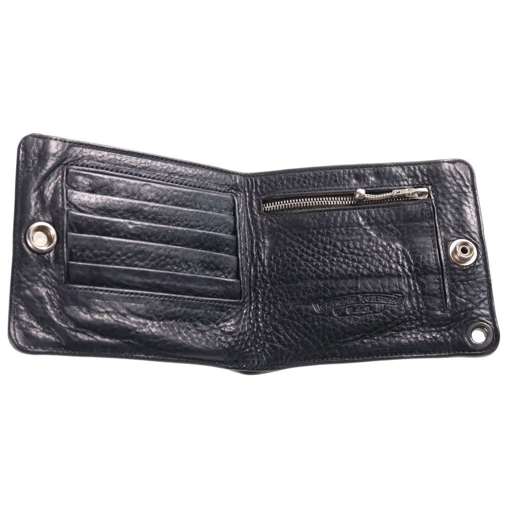 CHROME HEARTS(クロムハーツ) 1SNAP 1スナップ クロス ボールボタン レザーウォレット 財布 ブラック