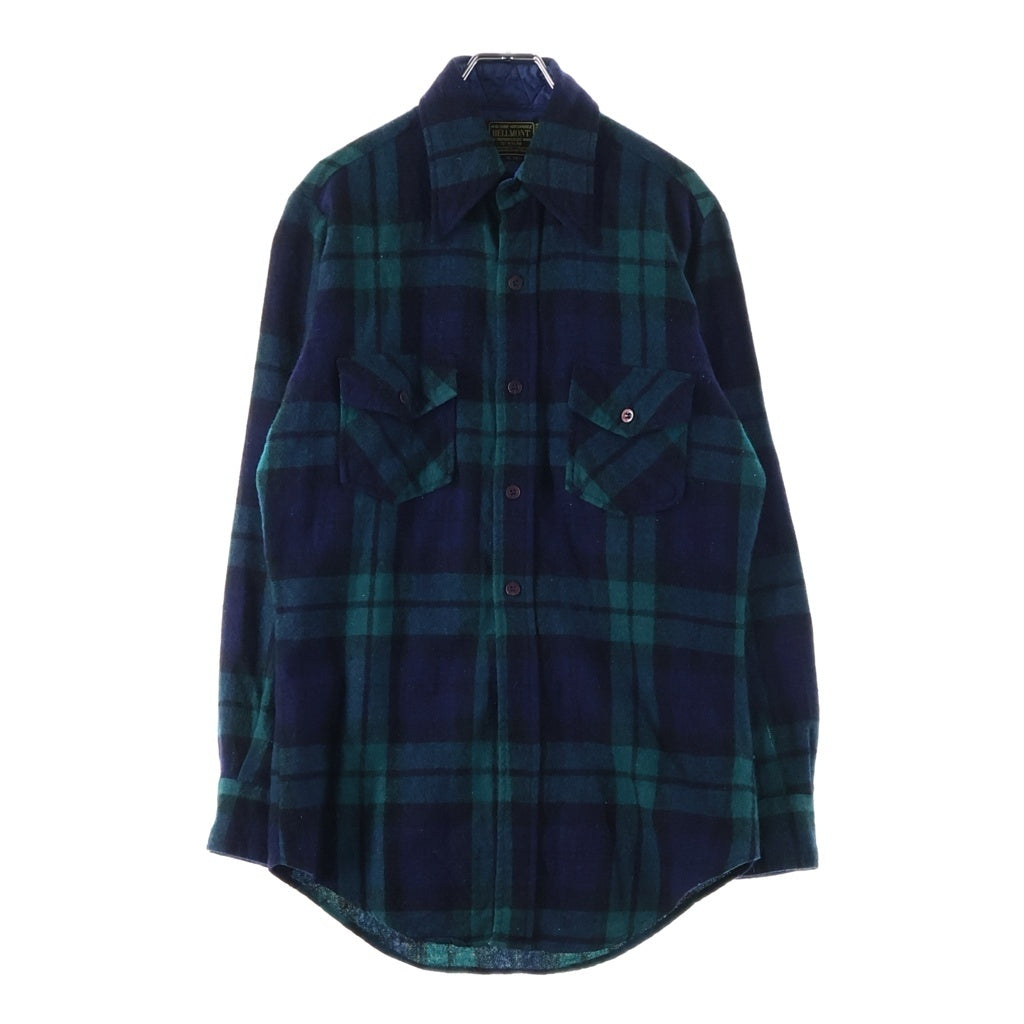 VINTAGE(ヴィンテージ) 70S VINTAGE BELLMONT L/S BOARD SHIRT ヴィンテージ ベルモント チェック柄 長袖ボードシャツ ウールシャツ グリーン/ブルー