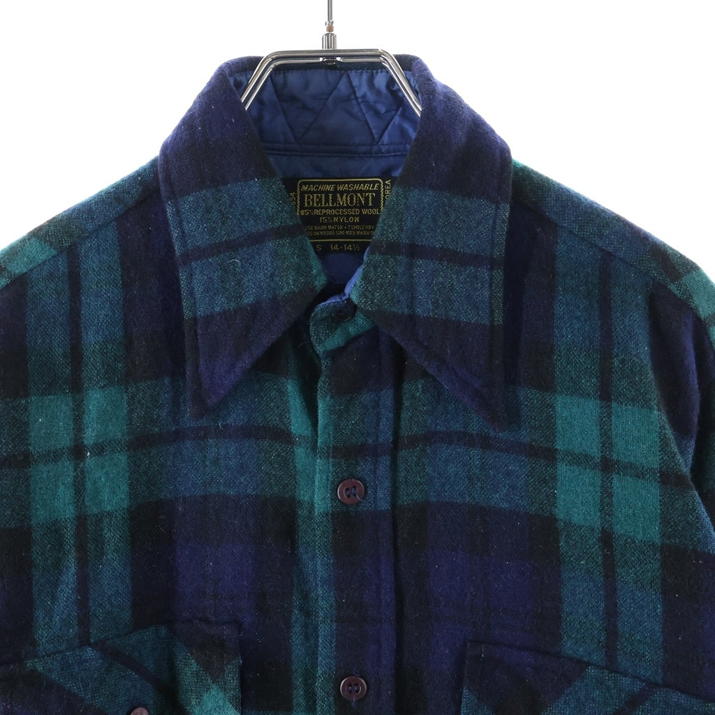 VINTAGE(ヴィンテージ) 70S VINTAGE BELLMONT L/S BOARD SHIRT ヴィンテージ ベルモント チェック柄 長袖ボードシャツ ウールシャツ グリーン/ブルー