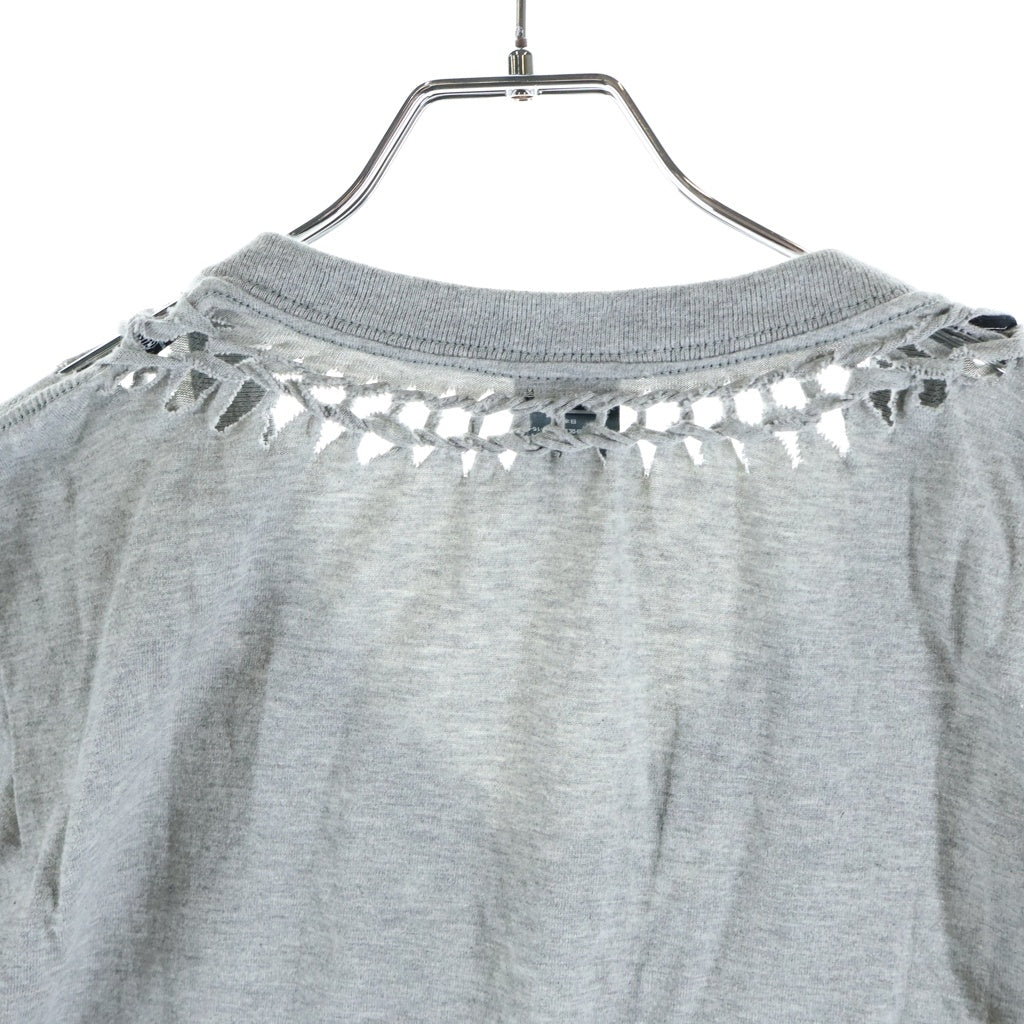 NUMBER (N)INE(ナンバーナイン) 07SS ABOUT A BOY期 編み込み Vネック半袖Tシャツ カットソー グレー