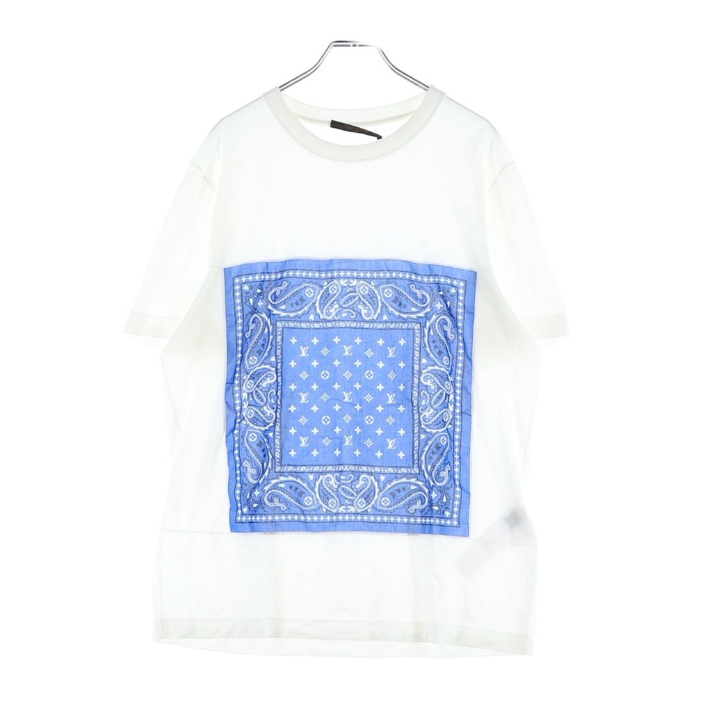 LOUIS VUITTON(ルイヴィトン) 14SS LVモノグラム フロントバンダナTシャツ 半袖クルーネックカットソー ホワイト/ブルー RM141 H5JR71 JEZ