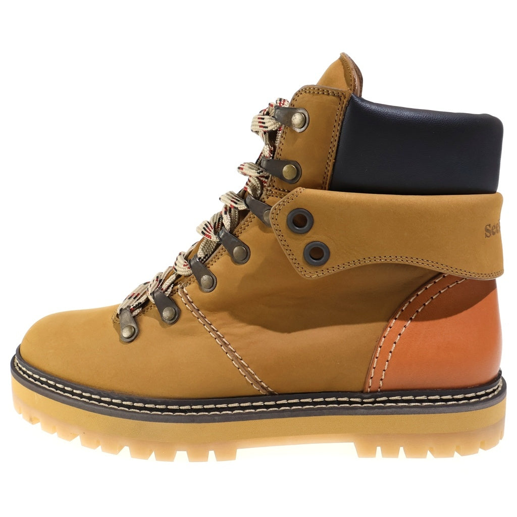 SEE BY CHLOE(シーバイクロエ) EILEEN FLAT BOOT アイリーン フラット トレッキング ワークブーツ レディース ブラウン SB31120B