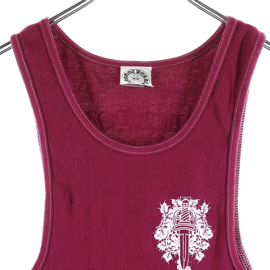 CHROME HEARTS(クロムハーツ) OLD RIB TANK TOP ロサンゼルス限定 ホースシュー ヴァインダガー リブタンクトップ ノースリーブカットソー ボルドー