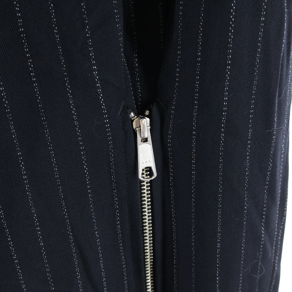 el conductorH(コンダクター) 25SS WOOL FRONT ZIP BONDAGE TROUSERS ウールフロントジップ ストライプ ボンテージトラウザーパンツ ブラック PD25SP07