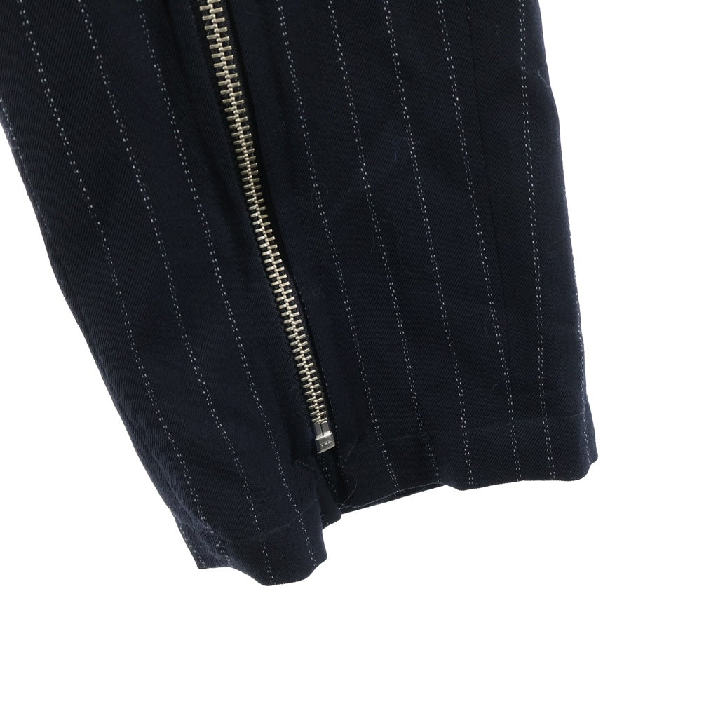 el conductorH(コンダクター) 25SS WOOL FRONT ZIP BONDAGE TROUSERS ウールフロントジップ ストライプ ボンテージトラウザーパンツ ブラック PD25SP07