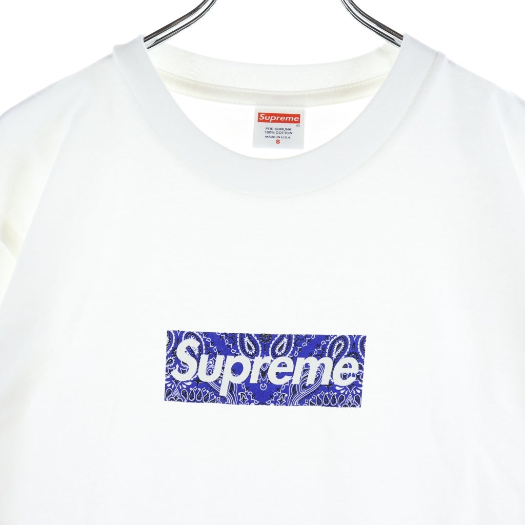 SUPREME(シュプリーム) 19AW Bandana Box Logo Tee バンダナ柄 ボックスロゴ クルーネック半袖Tシャツ カットソー ホワイト
