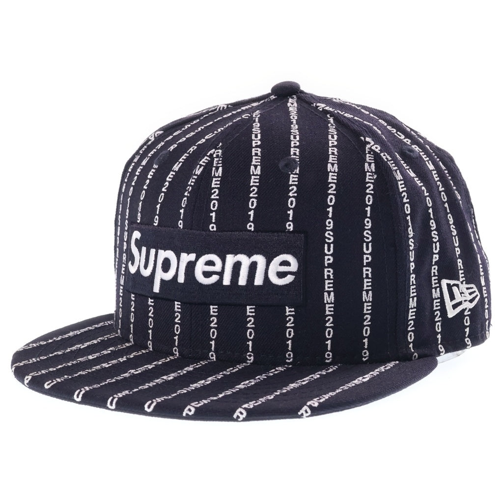 SUPREME(シュプリーム) 19SS ×New Era Text Stripe Box Logo ニューエラ テキスト ストライプ ボックスロゴ キャップ 帽子 ネイビー