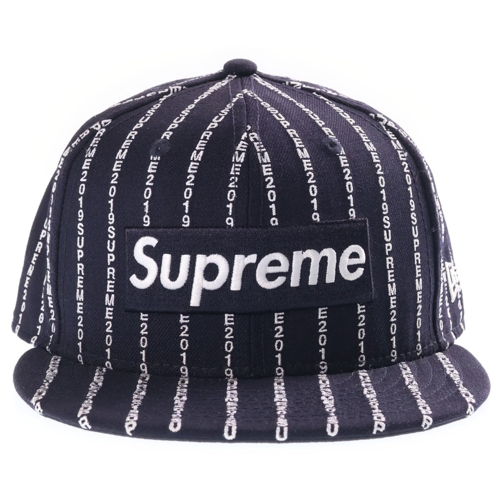 SUPREME(シュプリーム) 19SS ×New Era Text Stripe Box Logo ニューエラ テキスト ストライプ ボックスロゴ キャップ 帽子 ネイビー