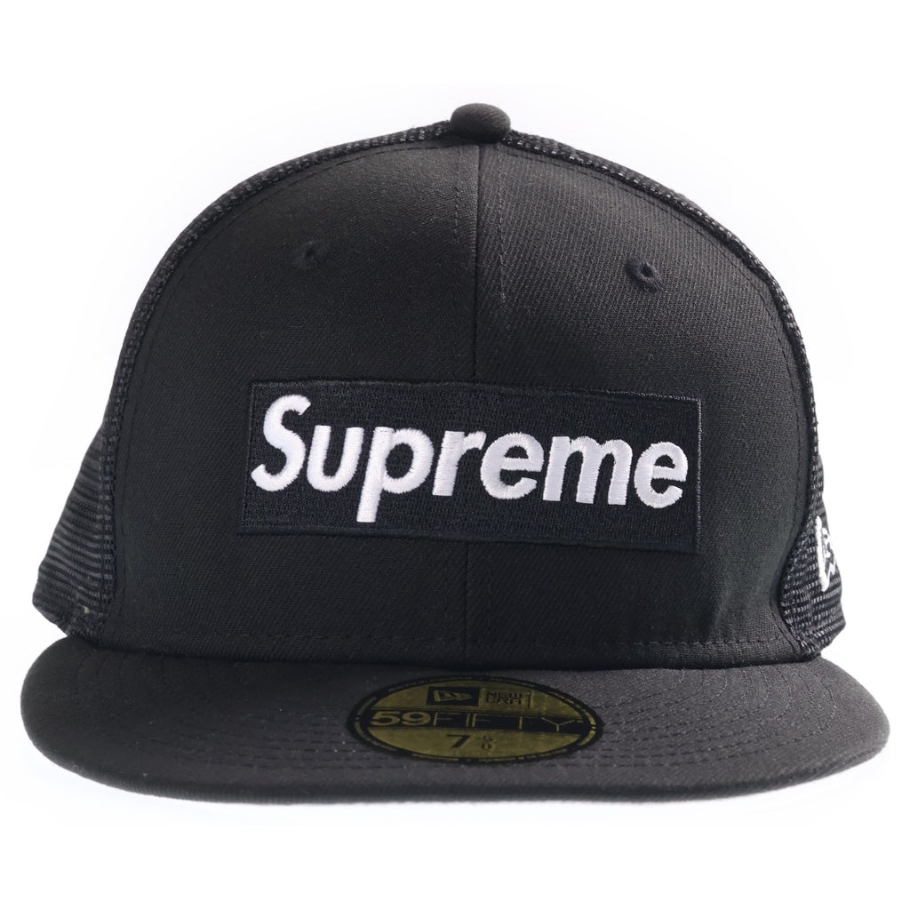 SUPREME(シュプリーム) 23SS ×NEW ERA Box Logo Mesh Back Cap ニューエラ ボックスロゴ 6パネル メッシュ ベースボールキャップ 帽子 ブラック