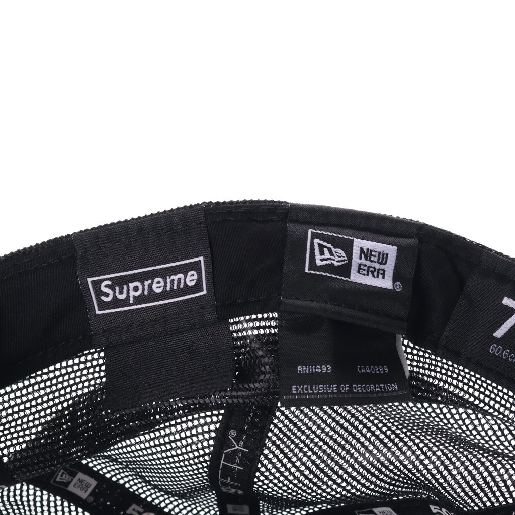 SUPREME(シュプリーム) 23SS ×NEW ERA Box Logo Mesh Back Cap ニューエラ ボックスロゴ 6パネル メッシュ ベースボールキャップ 帽子 ブラック