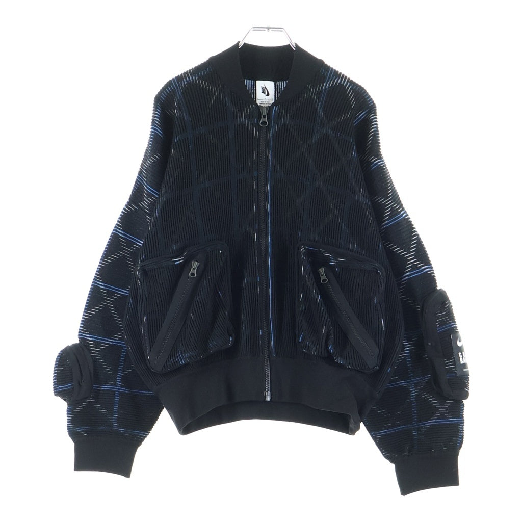 NIKE(ナイキ) 21SS ×UNDERCOVER KNIT MA-1 BOMBER JACKET アンダーカバー ジップアップ ニット ボンバージャケット ブルゾン ブラック/ブルー CZ4705-010