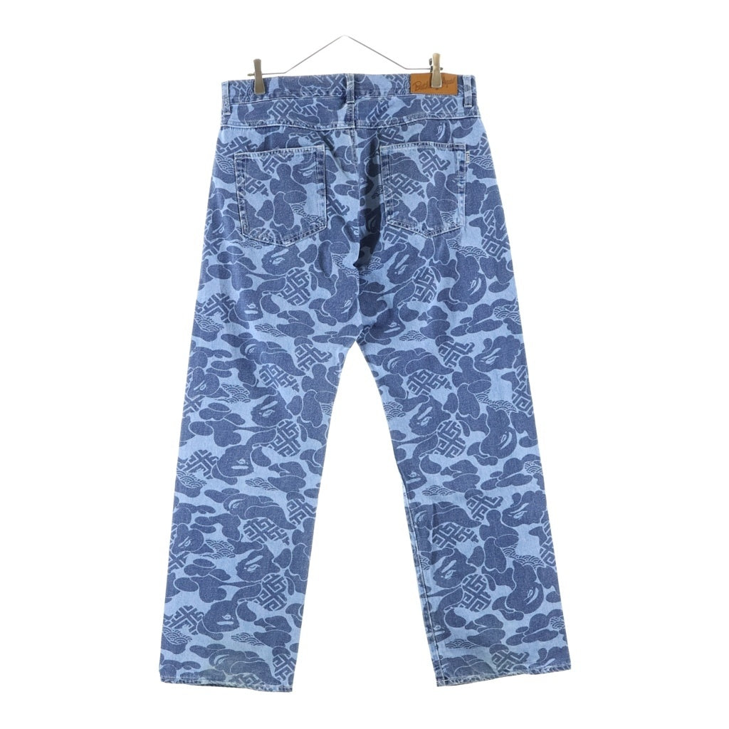 A BATHING APE(アベイシングエイプ) Blue Asia Camo Jeans ブルーアジアカモ 総柄 ストレートデニムパンツ インディゴ 001DPK201001M