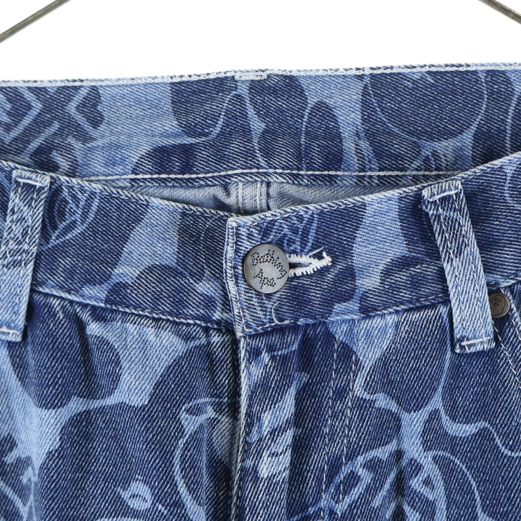 A BATHING APE(アベイシングエイプ) Blue Asia Camo Jeans ブルーアジアカモ 総柄 ストレートデニムパンツ インディゴ 001DPK201001M