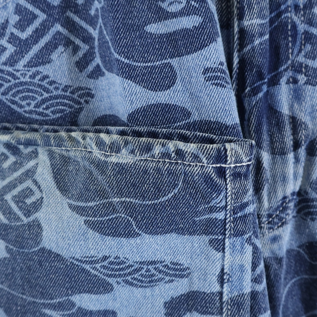 A BATHING APE(アベイシングエイプ) Blue Asia Camo Jeans ブルーアジアカモ 総柄 ストレートデニムパンツ インディゴ 001DPK201001M