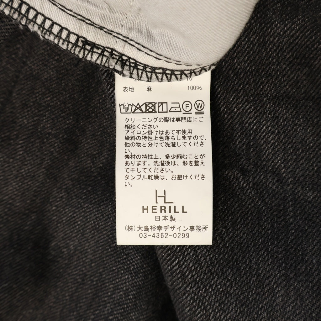 HERILL(ヘリル) 26SS LINEN DENIM 4PK 4ポケット リネン混 ワイドデニムパンツ ブラック 26-030-HL-8090-10