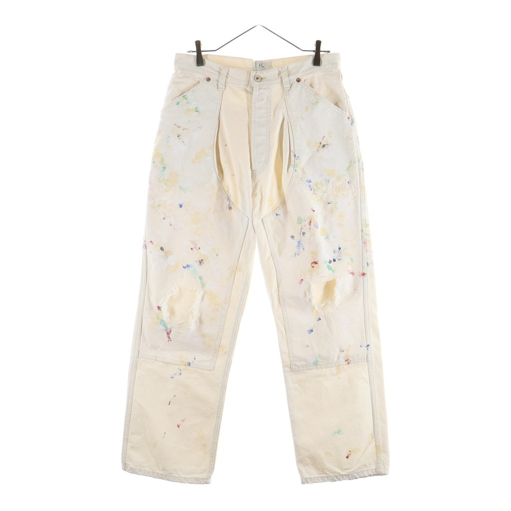 HERILL(ヘリル) 25SS SPLASH PAINTERPANTS スプラッシュ ペイント加工 ペインターパンツ ホワイト 25-030-HL-8070-10
