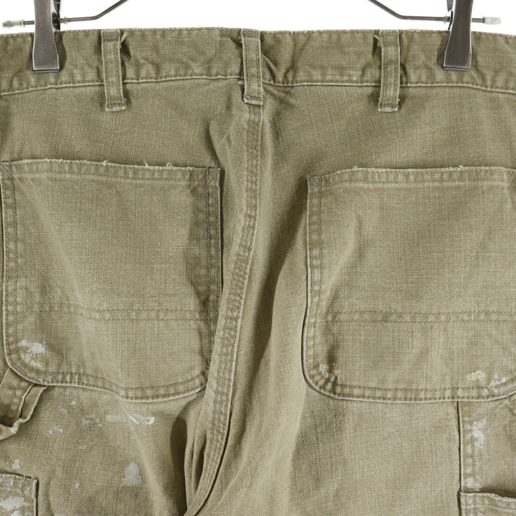 NO BRAND(ノーブランド) SWJP/WOTHERSPOON DESIGNS (ウェザースプーンデザイン) 25SS CARPENTER PANTS ペイント加工 カーペンターパンツ カーキ PT-02